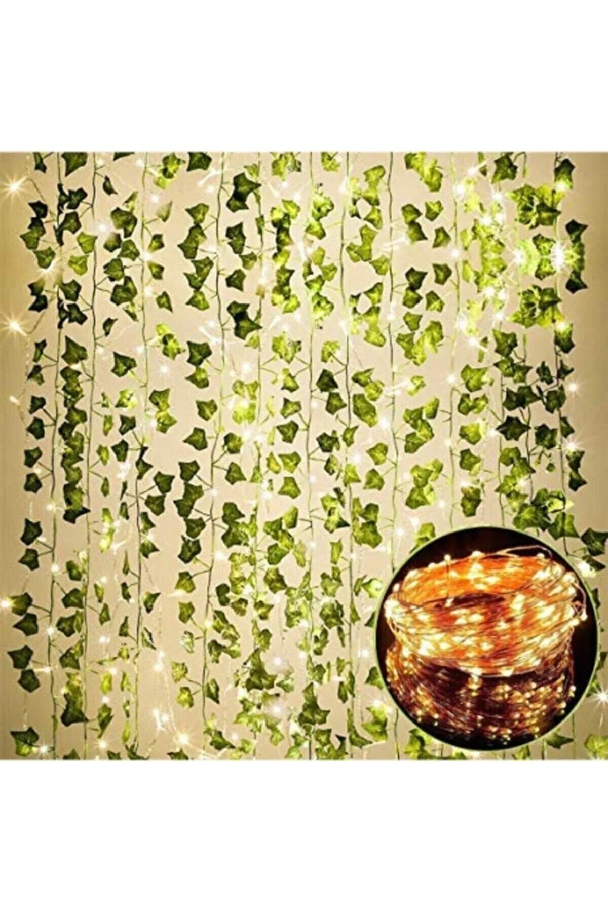 casadilegno Dekoratif Yeşil Yapraklı Yapay Sarmaşık Ve 3 Metre Peri Led Gün Işığı" Ev & Dekorasyon Aksesuarları Fiyatı