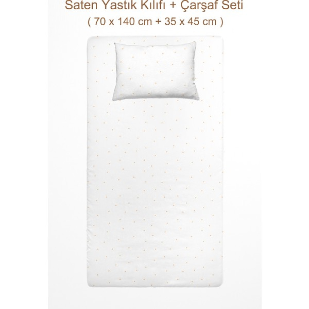 Casadora %100 Pamuk Saten Bebek Lastikli Çarşaf Seti- 70 x 140 cm + 35 x 45 cm - Sarı - Beyaz Bebek Yatak Çarşafı Fiyatı