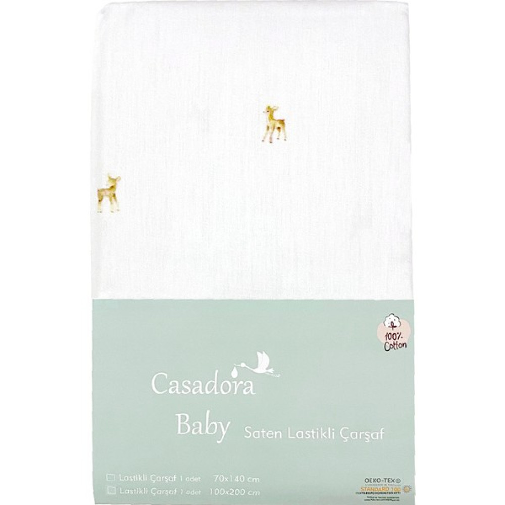 Casadora 100% Pamuk Saten Lastikli Bebek / Çocuk Çarşafı - 100 x 200 cm - Hardal Bebek Yatak Çarşafı Fiyatı