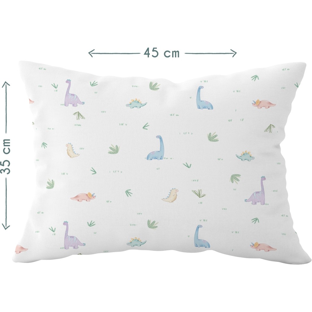 Casadora Baby Dino Saten Yastık Kılıfı - 35X45 cm - Beyaz - 35 x 45 cm Yastık Kılıfı Fiyatı