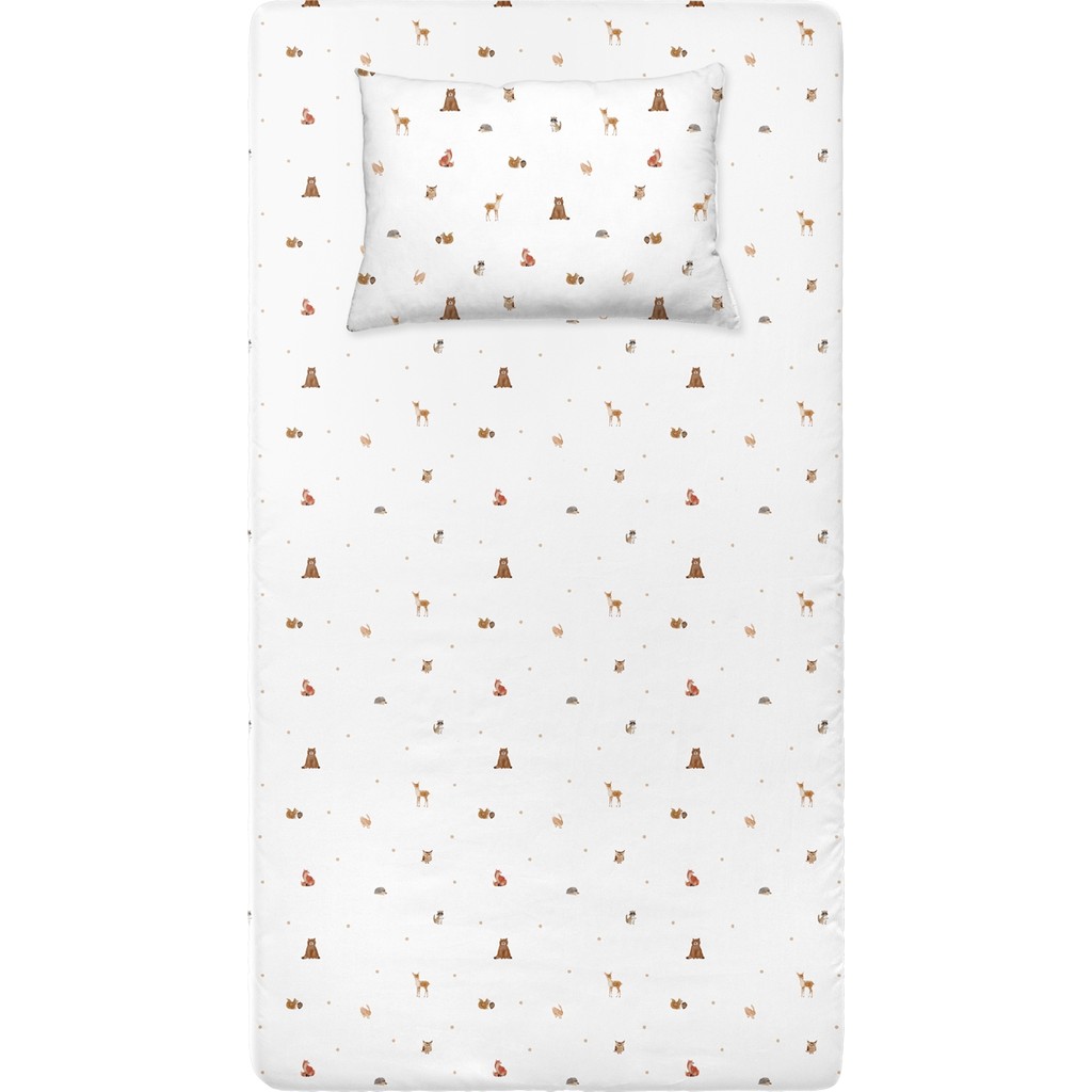 Casadora Baby Forest Amigos %100 Organik Pamuk Çocuk Saten Çarşaf Seti 120X200X30+50X70CM - Beyaz - 120 x 200 cm SSD / Solid State Drive Fiyatı