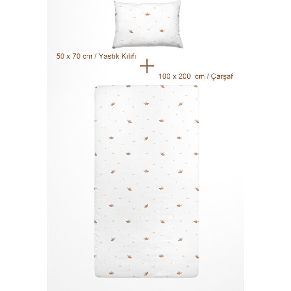 Casadora Baby Happy Tony 100% Pamuk Penye Lastikli Çarşaf Seti - 100X200 cm + 50X70 cm - 100 x 200 cm - Renkli Bebek Yatak Çarşafı Fiyatı