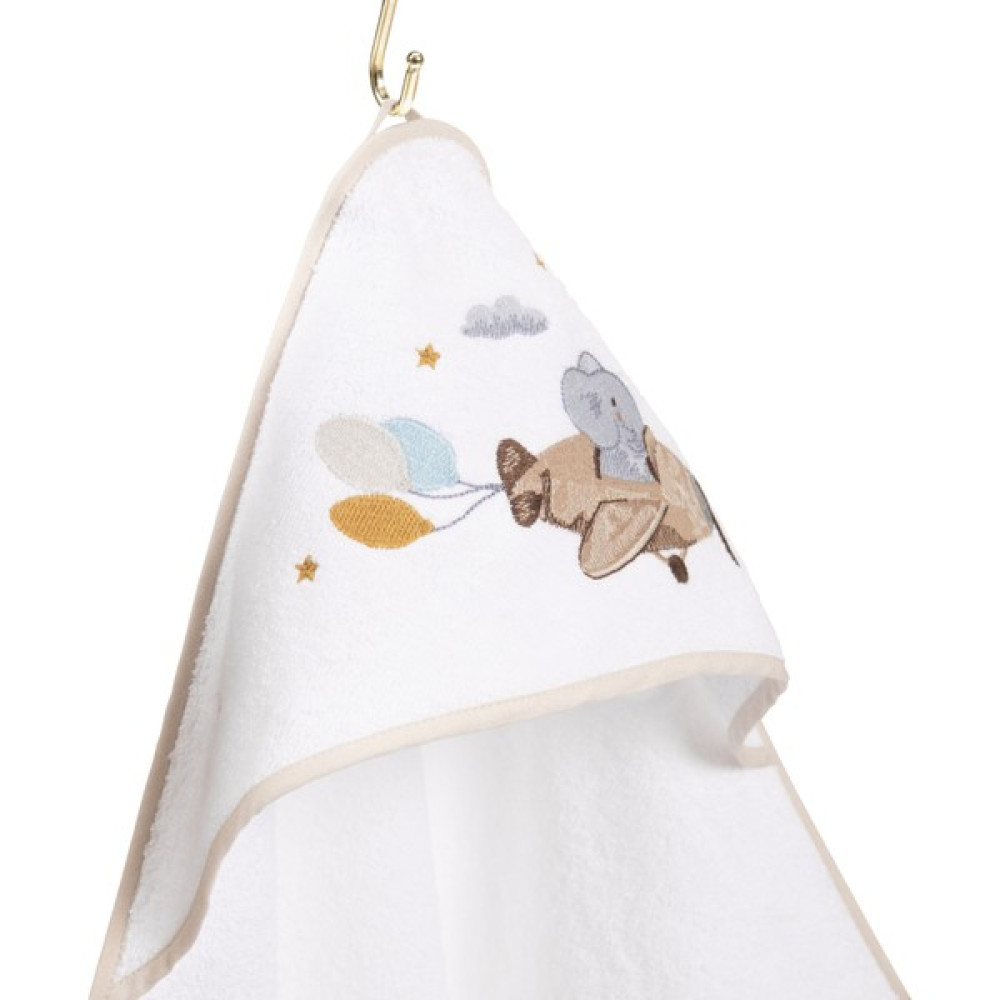 Casadora Baby Happy Tony Pamuk- Nakışlı Bebek Havlu Kundak - 80 x 80 cm - Beyaz - Bej Bebek Banyo-Tuvalet Fiyatı