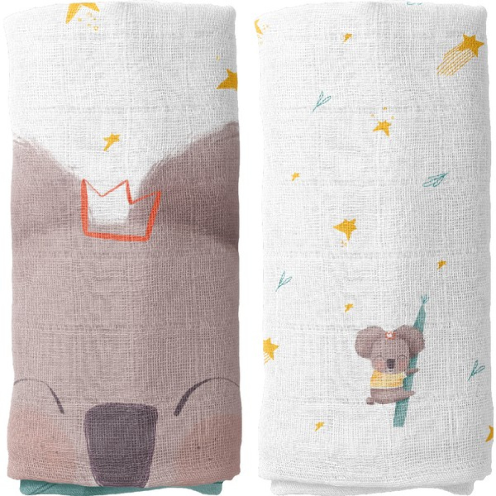 Casadora Baby Koko 100% Pamuk Müslin Örtü Seti (90X90 cm 2'li) - 90 x 90 cm - Beyaz - Yeşil Hamilelik ve Emzirme Fiyatı