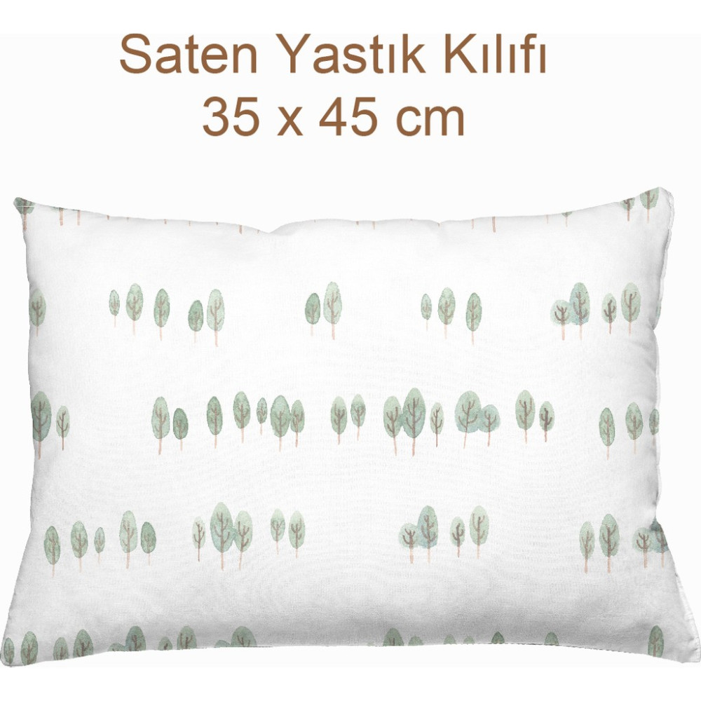 Casadora Baby Oxygen %100 Pamuk Saten Yastık Kılıfı - 35 x 45 cm - Beyaz - Yeşil Yastık Kılıfı Fiyatı