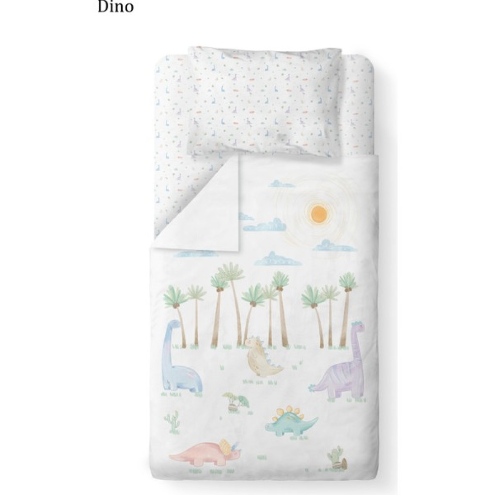 Casadora Dino %100 Pamuk Saten Tek Kişilik Çocuk Nevresim Takımı - Beyaz - 160 x 220 cm Bebek Nevresim Takımı Fiyatı