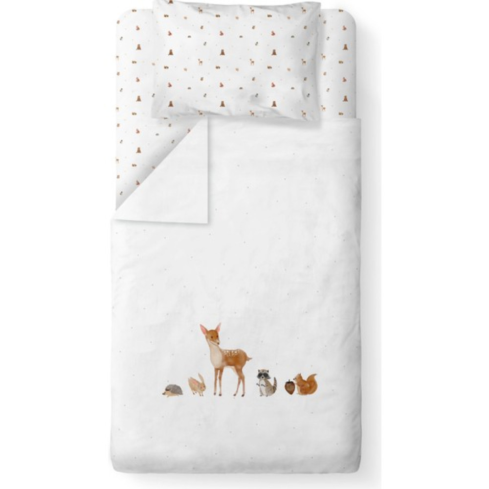Casadora Forest Amigos %100 Pamuk Saten Tek Kişilik Nevresim Takımı - Beyaz - Kahverengi - 160 x 220 cm Bebek Nevresim Takımı Fiyatı
