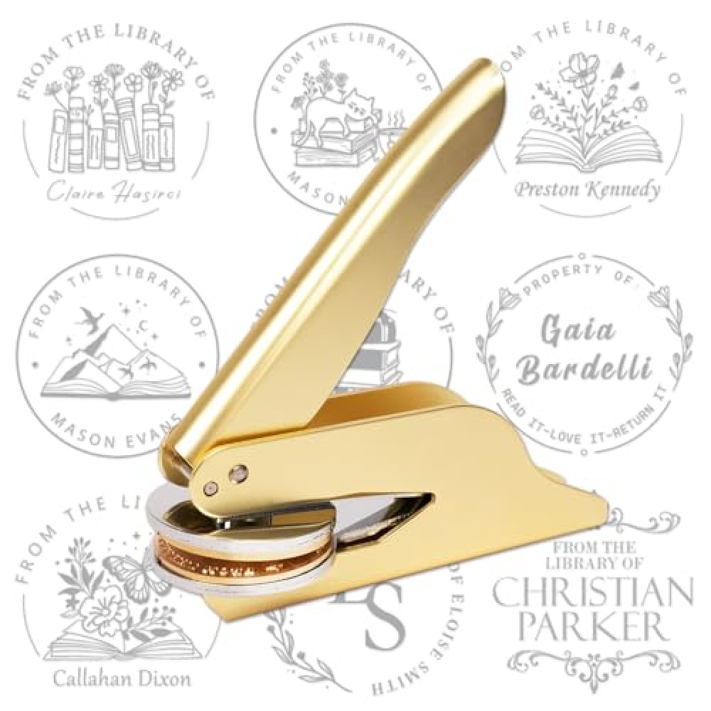 CasaFit Book Embosser Personalized - Custom Library Stamp with Metal Carving Molds | Book Lovers/Teachers/Students Unforgettable Gift