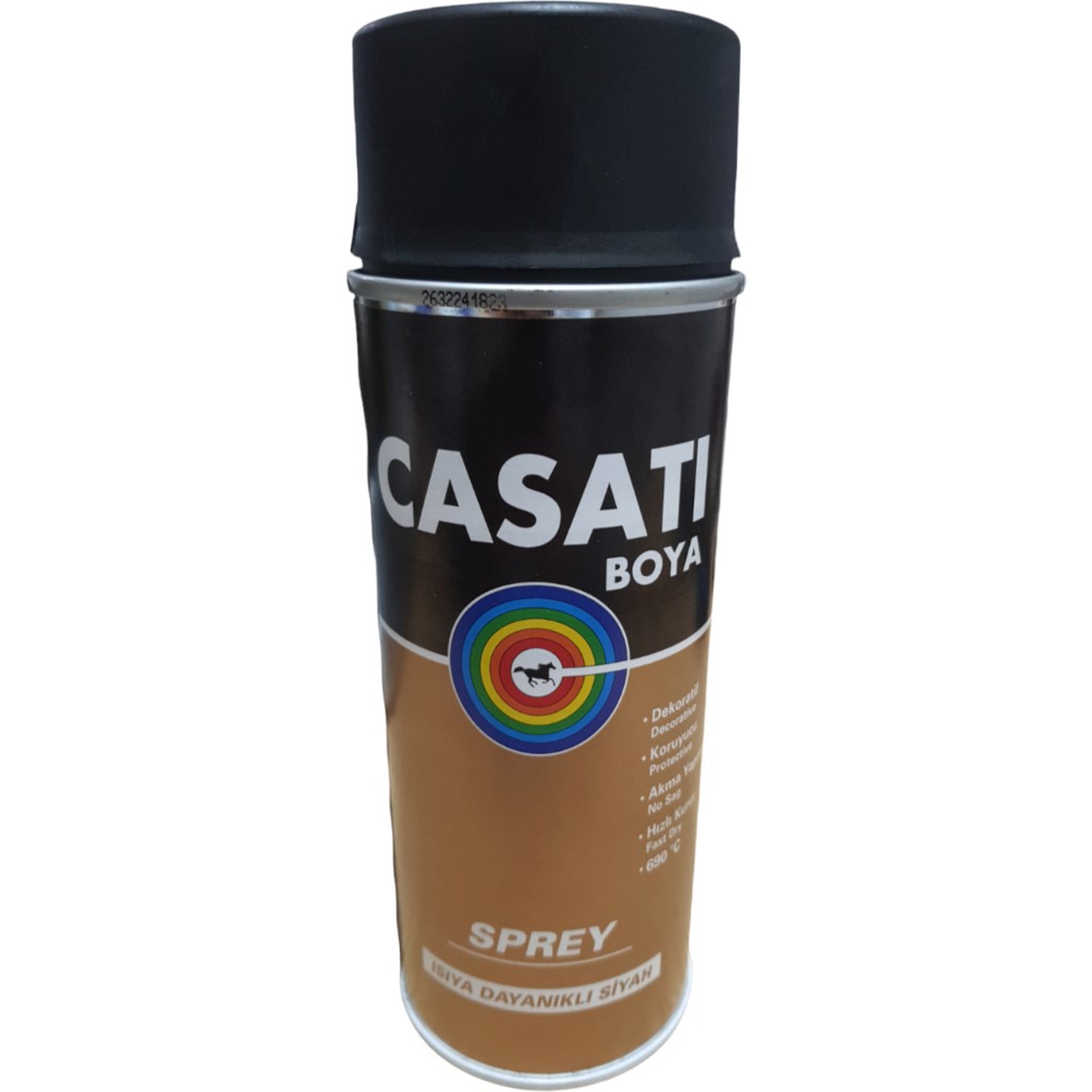 Casati Siyah Mat Sprey Boya 400 ml Isıya Dayanıklı Yüksek Kapatıcılık ve Kolay Uygulama Diğer Fiyatı