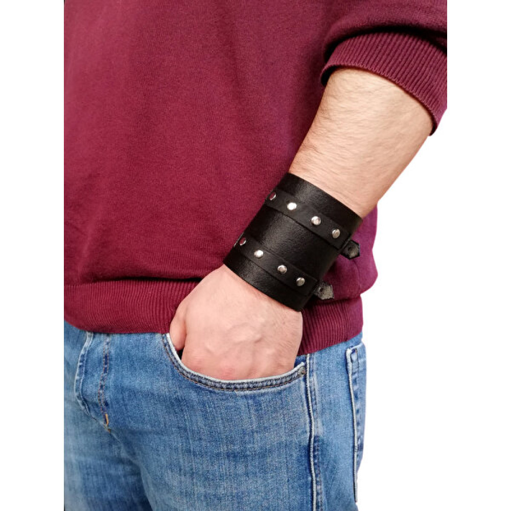 Cascades Leather Doğal Dana Derisi Siyah Renk Geniş Motorcu Bileklik Saat ve Bileklik Aksesuarı Fiyatı