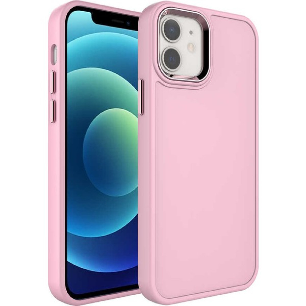 Case 4U Apple iPhone 11 Kılıf Metal Çerçeve ve Buton Tasarımlı Sert Zore Botox Kapak Açık Pembe Cep Telefonu Kılıfı Fiyatı