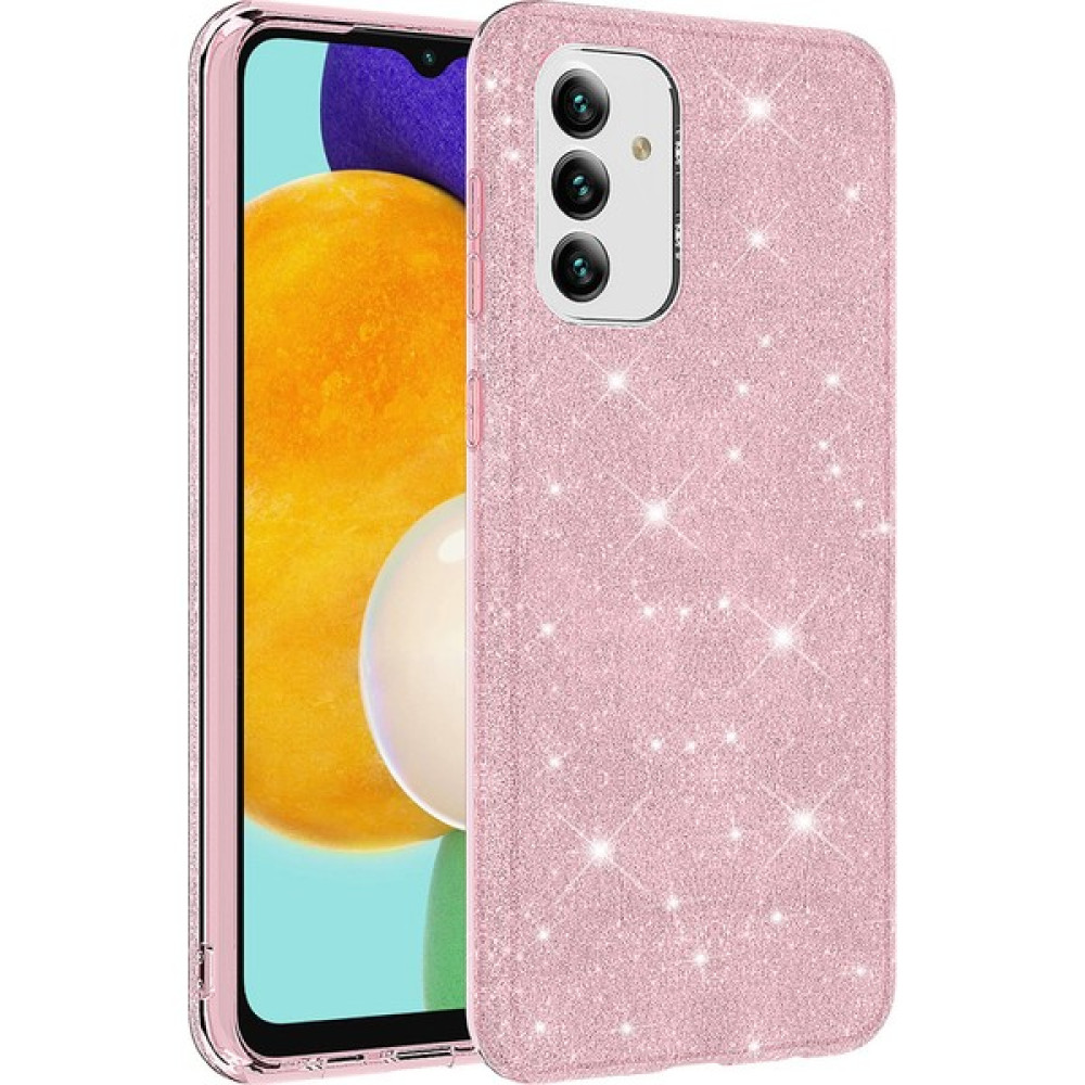 Case 4U Samsung Galaxy A04s Kılıf Çift Katmanlı Simli Shining Silikon Arka Kapak Pembe Cep Telefonu Kılıfı Fiyatı