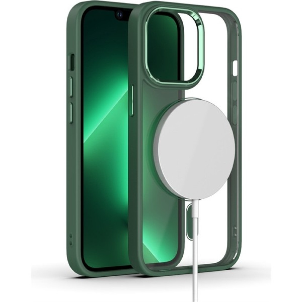 Case Markt Apple iPhone 13 Promax Uyumlu Kamera Yükseltili Magsafe Özellikli Telefon Kılıfı Cmarkt-Crop - iPhone 13 Pro Max - Koyu Yeşil Cep Telefonu Kılıfı Fiyatı