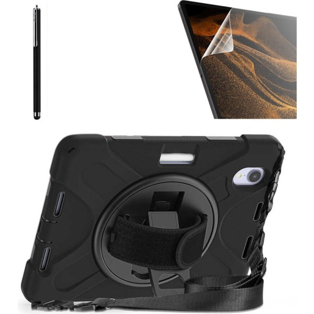 Case Street Apple iPad Mini 2021 6.nesil Kılıf Defender Tablet Tank Koruma Standlı DF22 + Nano + Kalem Siyah Tablet Kılıfı Fiyatı
