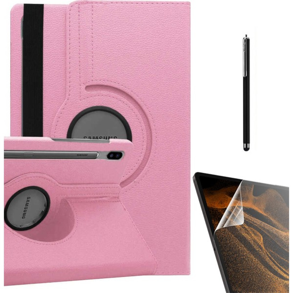 Case Street Casestreet Samsung Galaxy Tab S7 Fe T736 Kılıf Kapaklı Standlı 360 Dönebilen Koruma DN22 + Nano + Kalem Pembe Tablet Kılıfı Fiyatı
