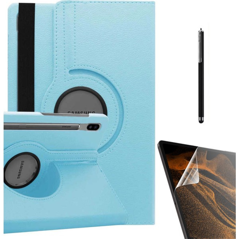 Case Street Samsung Galaxy Tab S7 Fe T733 Kılıf Kapaklı Standlı 360 Dönebilen Koruma DN22 + Nano + Kalem Mavi Tablet Kılıfı Fiyatı