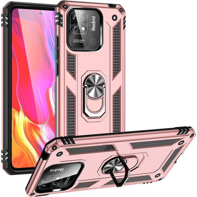 Case Street Xiaomi Poco C40 Kılıf Vega Sert Silikon Tank Standlı Yüzüklü Mıknatıslı+Nano Bronz Cep Telefonu Kılıfı Fiyatı