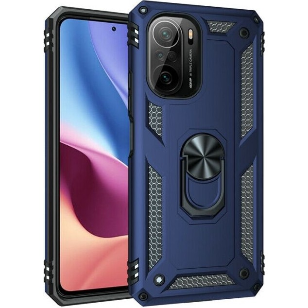 Case Street Xiaomi Redmi K40 Kılıf Vega Tank Koruma Standlı Yüzüklü Mıknatıslı+Nano Glass Lacivert Cep Telefonu Kılıfı Fiyatı