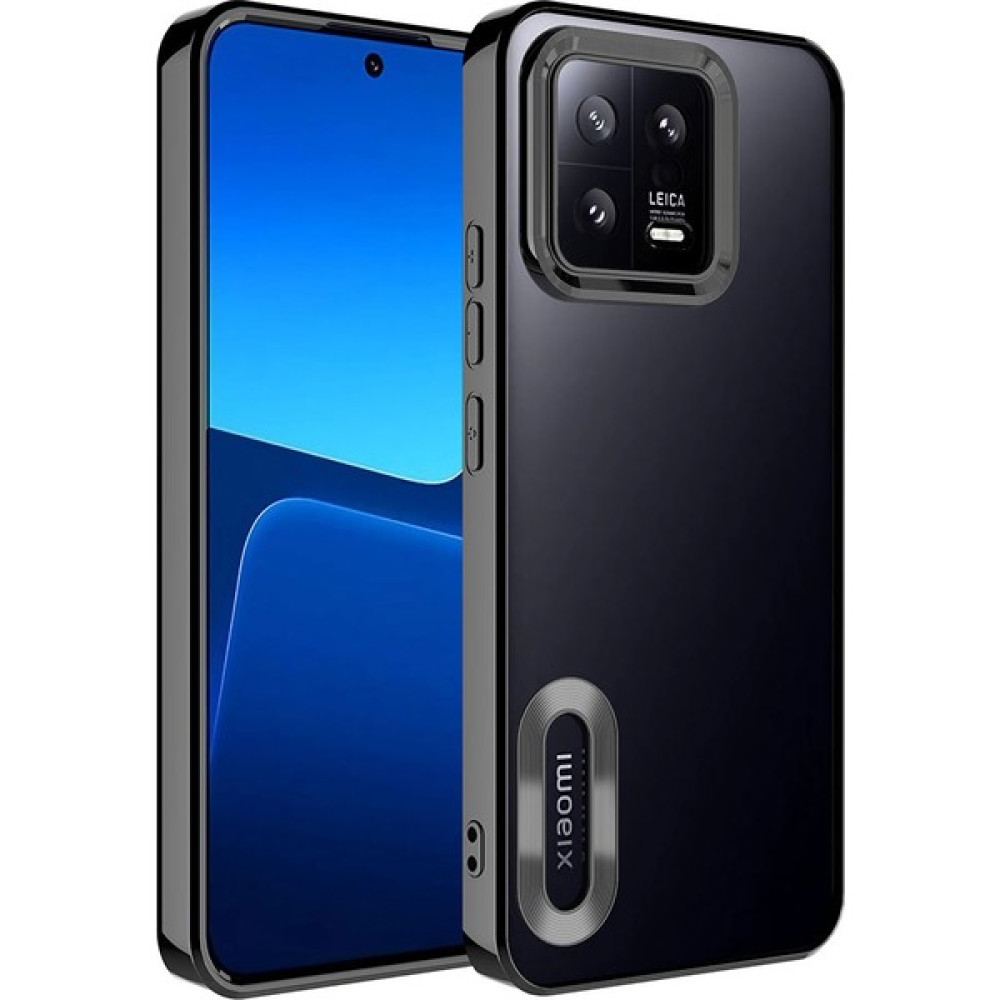 Case World Xiaomi Mi 13 Kapak Yanları Renkli Lens Korumalı Logo Gösteren Şeffaf Luxury Silikon Kılıf - Siyah Cep Telefonu Kılıfı Fiyatı