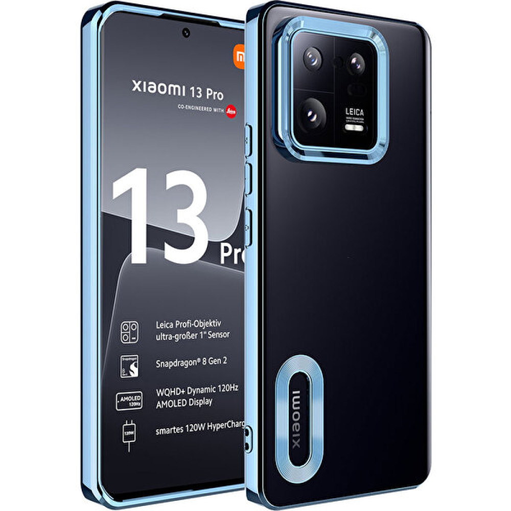 Case World Xiaomi Mi 13 Pro Kapak Yanları Renkli Lens Korumalı Logo Gösteren Şeffaf Luxury Silikon Kılıf - Mavi Cep Telefonu Kılıfı Fiyatı