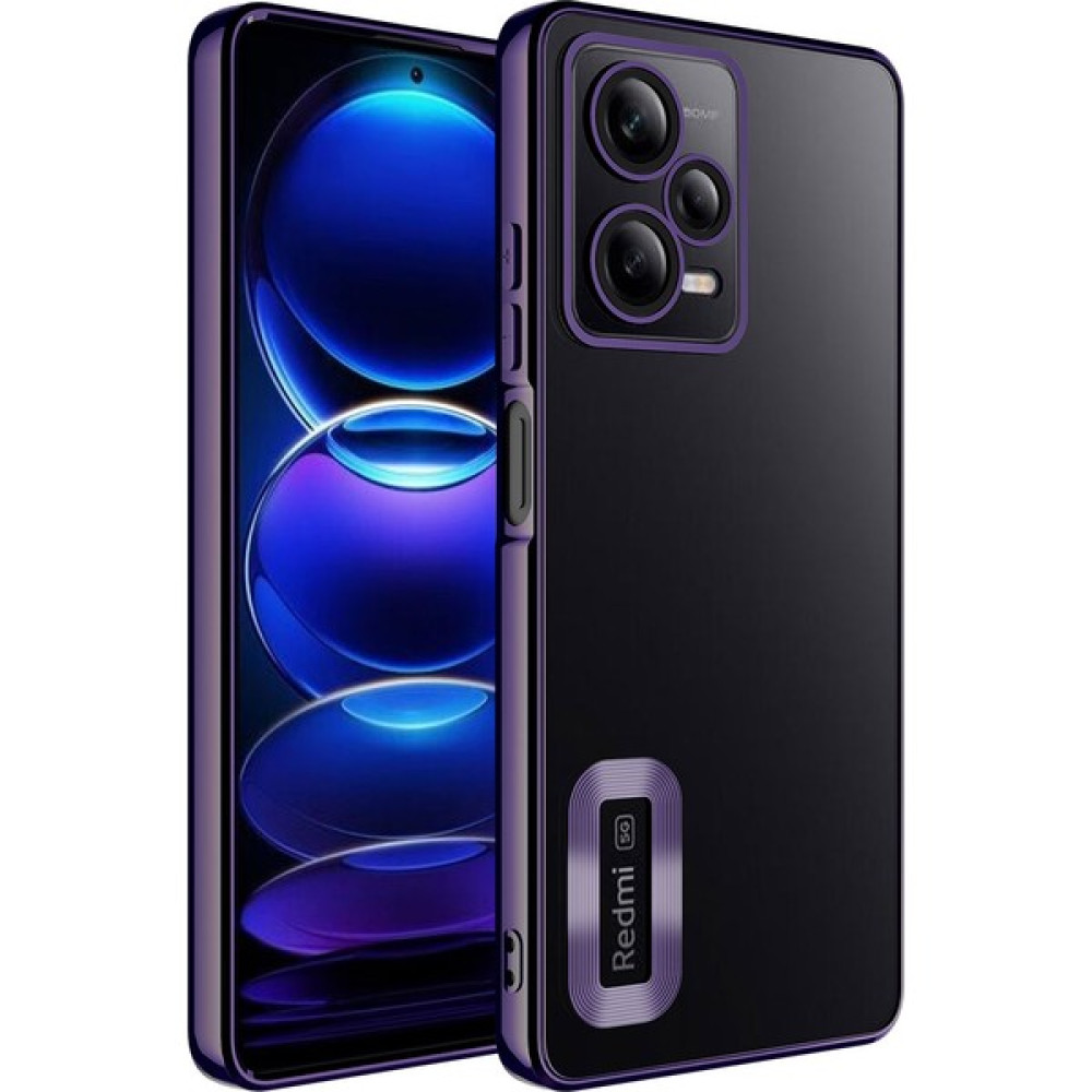 Case World Xiaomi Redmi Note 12 Pro 5g Kapak Yanları Renkli Lens Korumalı Logo Gösteren Şeffaf Luxury Silikon Kılıf - Mor Cep Telefonu Kılıfı Fiyatı