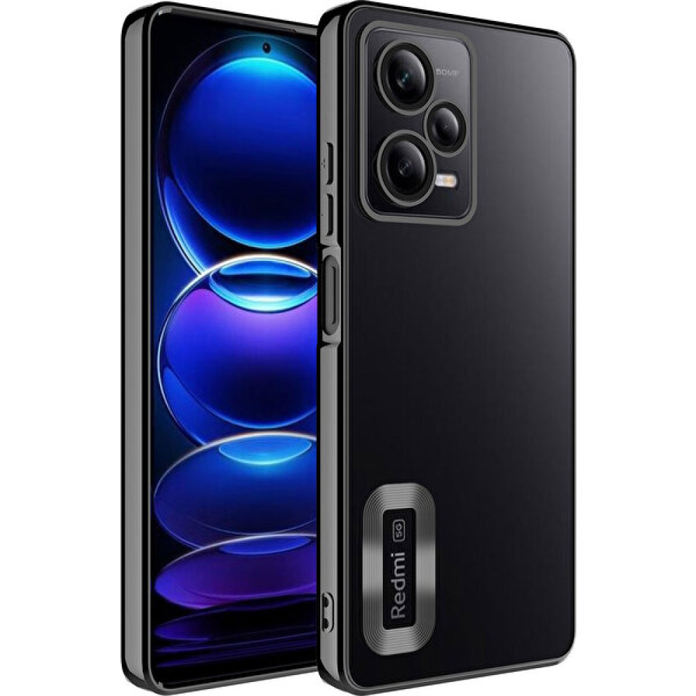 Case World Xiaomi Redmi Note 12 Pro 5g Kapak Yanları Renkli Lens Korumalı Logo Gösteren Şeffaf Luxury Silikon Kılıf - Siyah Cep Telefonu Kılıfı Fiyatı