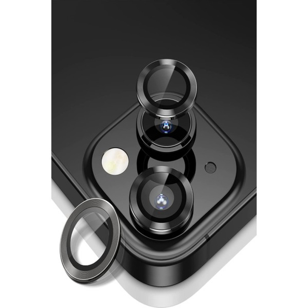 Caseart Apple iPhone 14 Alüminyum Alaşım Temperli Cam Kamera Lens Koruyucu - Siyah Cep Telefonu Ekran Koruyucusu Fiyatı