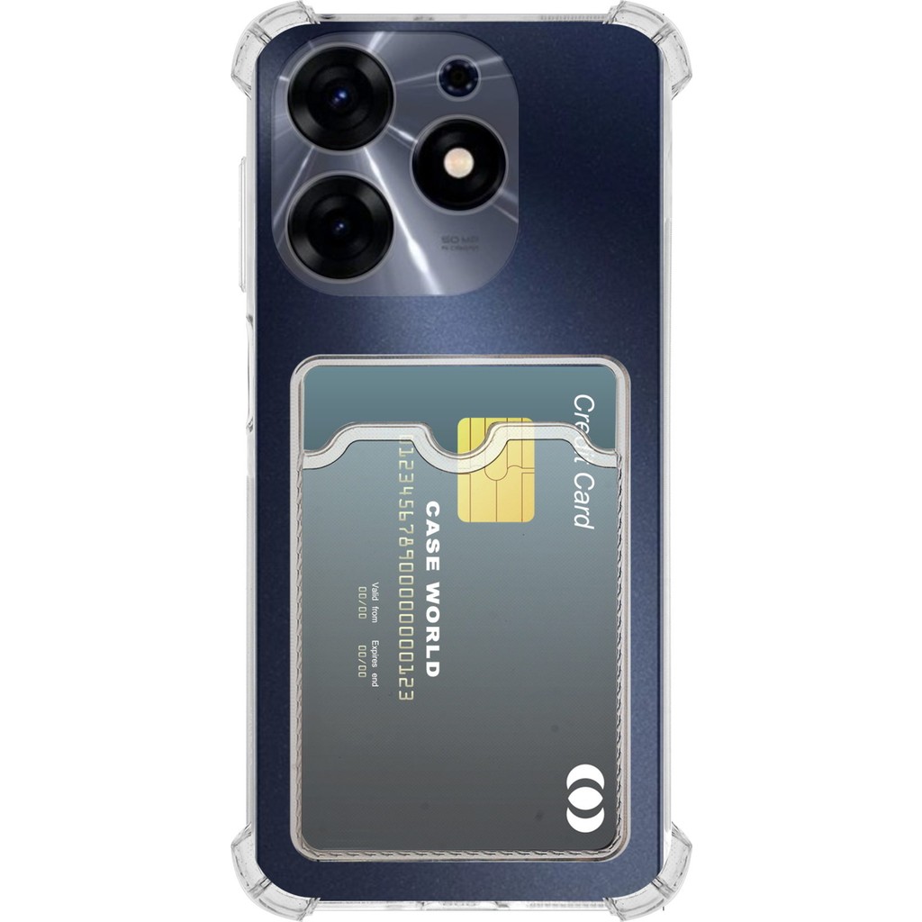 Caseart Tecno Spark 20C Kapak Kamera Korumalı Kartlıklı Darbe Emici Özellikli Şeffaf Silikon Kılıf Cep Telefonu Kılıfı Fiyatı