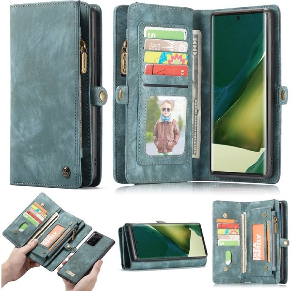 CaseMe 008 Serisi Çok Fonksiyonlu 2-In-1 Fermuar Cüzdan Bölünmüş Deri Kılıf Galaxy NOTE20 Ultra / NOTE20 Ultra - Mavi (Yurt Dışından) Cep Telefonu Kılıfı Fiyatı