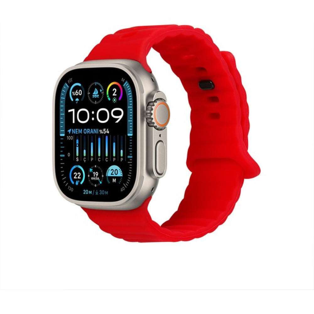 Casen Watch Baklalı Silikon 10 Kademe Ayarlı 42 44 45 49MM Uyumlu Saat Kordonu Beyaz Renkli - 31 - Kırmızı Giyilebilir Teknoloji Aksesuarları Fiyatı
