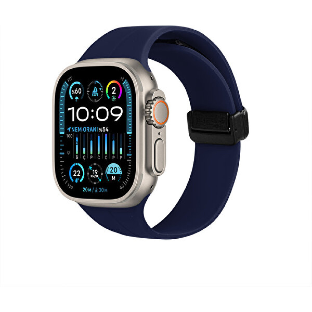 Casen Watch Silikon Mıknatıslı Şık Sade Görünüm 42 44 45 49MM Uyumlu Saat Kordonu Sarı Lacivert - 10 Giyilebilir Teknoloji Aksesuarları Fiyatı