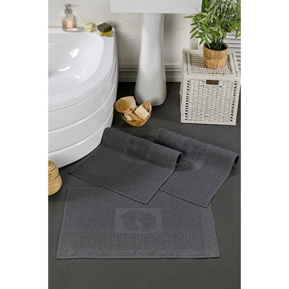 Casnack Antrasit 3 Adet 780 Gr. Ayak Havlusu-Paspas Seti - 50 x 70 cm Ayak Havlusu Fiyatı