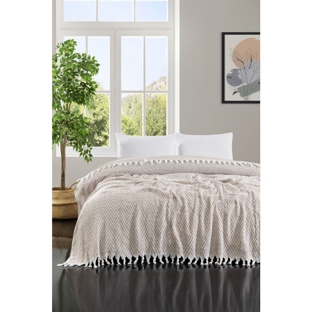 Casnack Bej Çift Kişilik Pike 1600gr. 200x230cm Pike & Pike Takımı Fiyatı