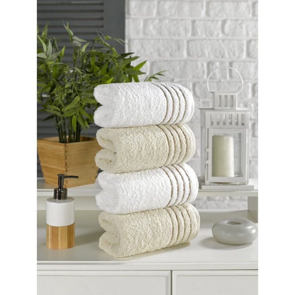 Casnack Diana Havlu Seti 4/'Lü 800 gr. 50 x 90 cm - Bej - Krem Banyo Havlusu Fiyatı