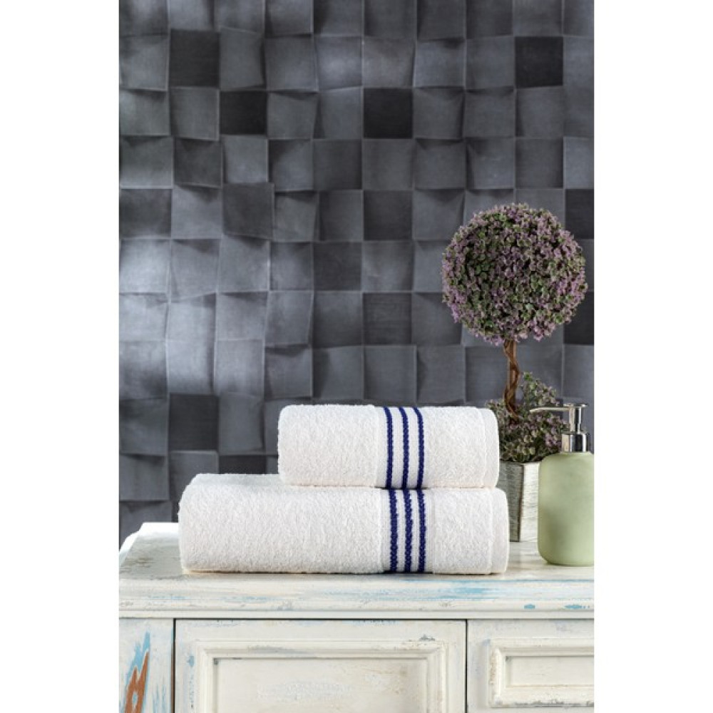 Casnack Veronica 2'li Banyo Havlu Seti ( 70x140 cm - 50x90 cm) - Mavi - Krem - 70 x 140 cm - 50 x 90 cm Banyo Havlusu Fiyatı