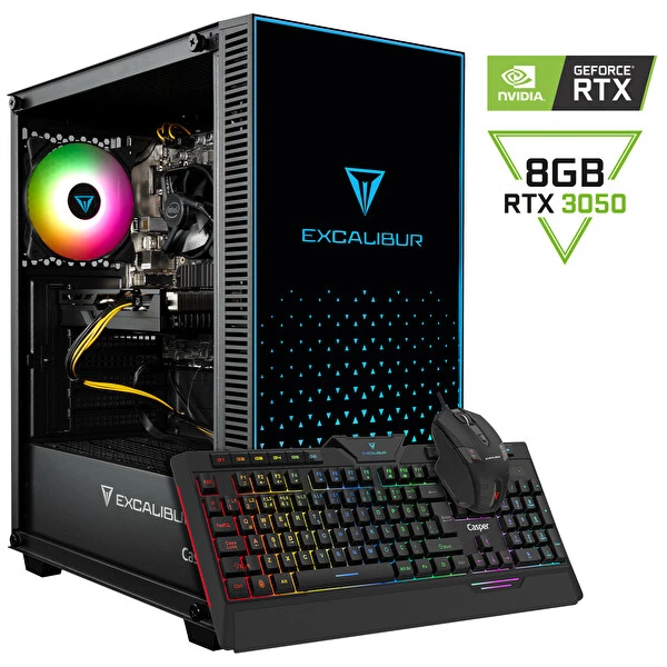 Casper Excalibur E65H.121F-Bf50X-0Fc Intel Core i3 12100F 16Gb 1TB NVMe SSD Rtx3050 Freedos Masaüstü Bilgisayar Fiyatı