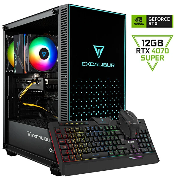Casper Excalibur E65H.127F-Df70X-0He Intel Core i7-12700F 32Gb RAM 1TB Nvme SSD 12Gb Rtx4070 Super Freedos Masaüstü Bilgisayar Fiyatı