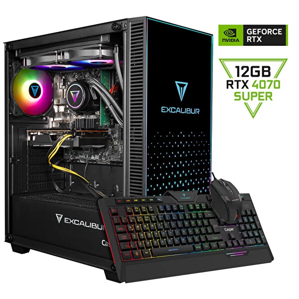 Casper Excalibur E65H.147F-Ex70X-0Re Intel Core i7-14700F 64Gb RAM 2TB Nvme SSD Rtx4070 Super Freedos Masaüstü Bilgisayar Fiyatı