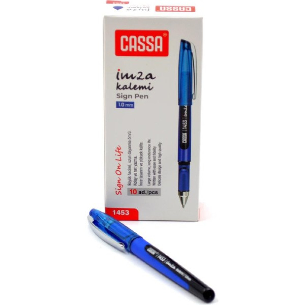 Cassa 1453 Imza Kalemi 1.0 mm 10 Adet Mavi Jel Mürekkepli (Roller) Kalem Fiyatı