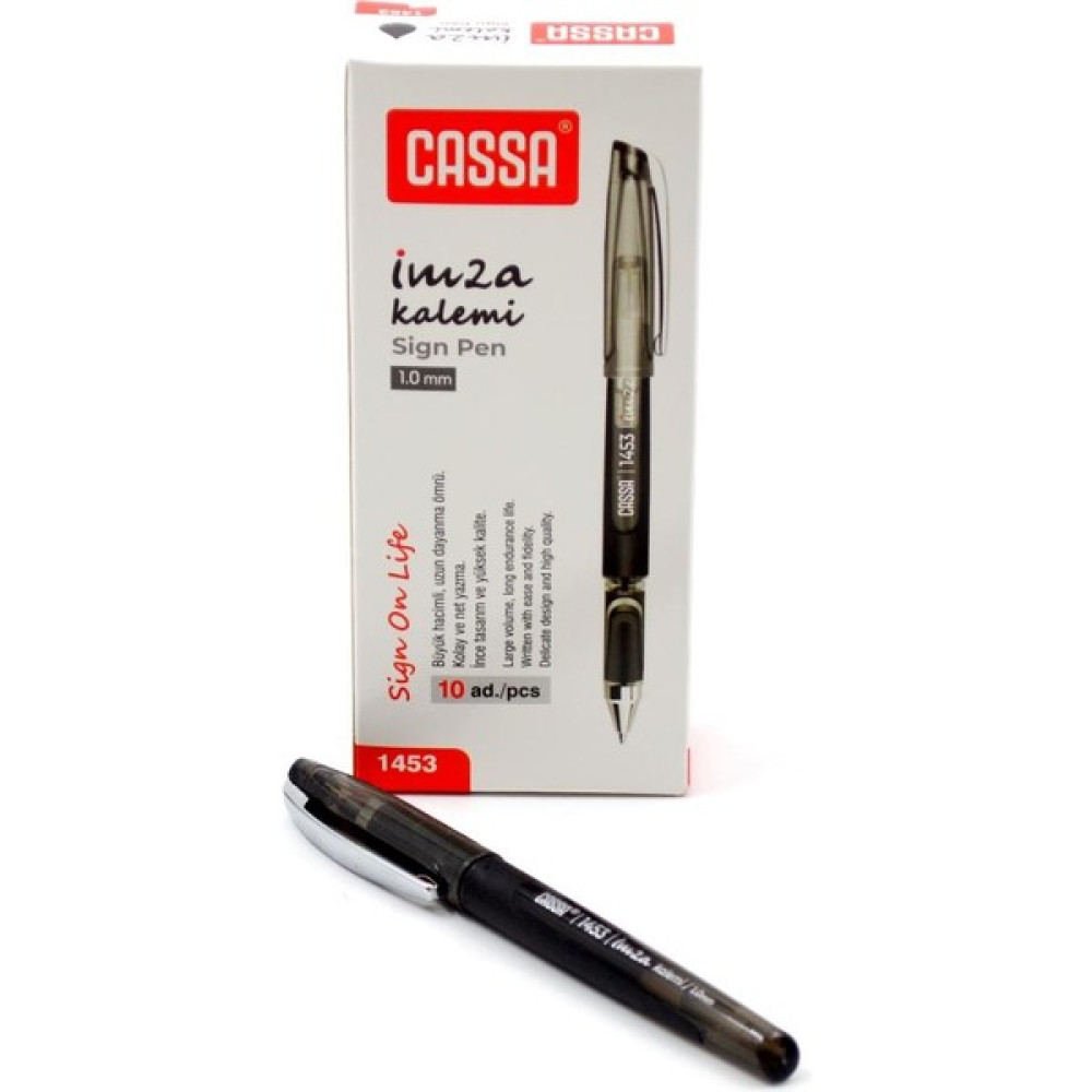 Cassa 1453 Imza Kalemi 1.0 mm 10 Adet Siyah Jel Mürekkepli (Roller) Kalem Fiyatı