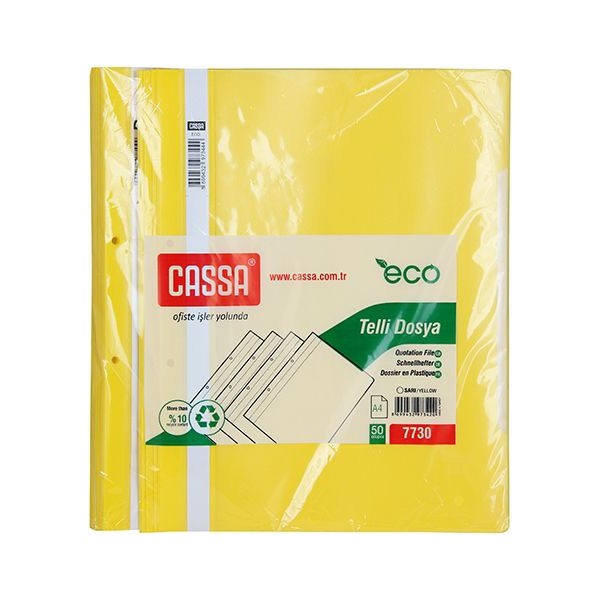 Cassa Telli Dosya Ekonomik 50'Li Paket (7730) Renk - Sari Klasör Fiyatı