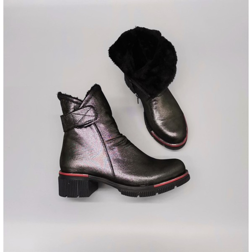 Cassido Shoes Hakiki Deri Içi Komple Kürklü Yandan Fermuarlı Siyah Parıltılı Kadın Bot Kadın Botları Fiyatı