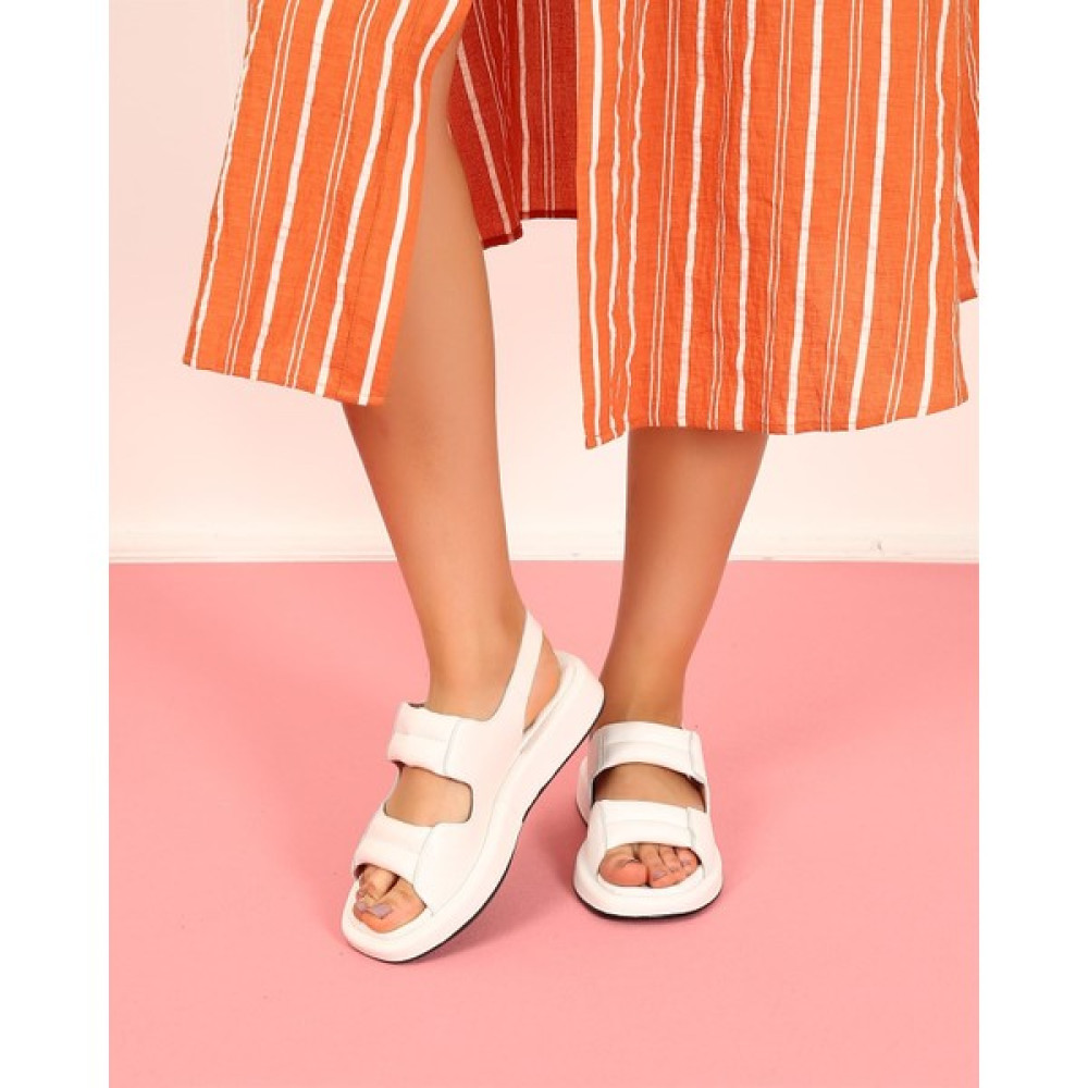 Cassido Shoes Hakiki Deri Ortopedik Taban Cırtlı Beyaz Kadın Sandalet Kadın Terlikleri ve Sandaletleri Fiyatı