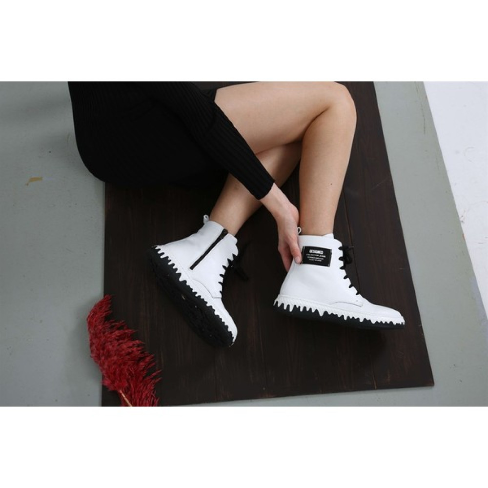 Cassido Shoes Kadın Hakiki Deri Beyaz Design Spor Bot Kadın Botları Fiyatı