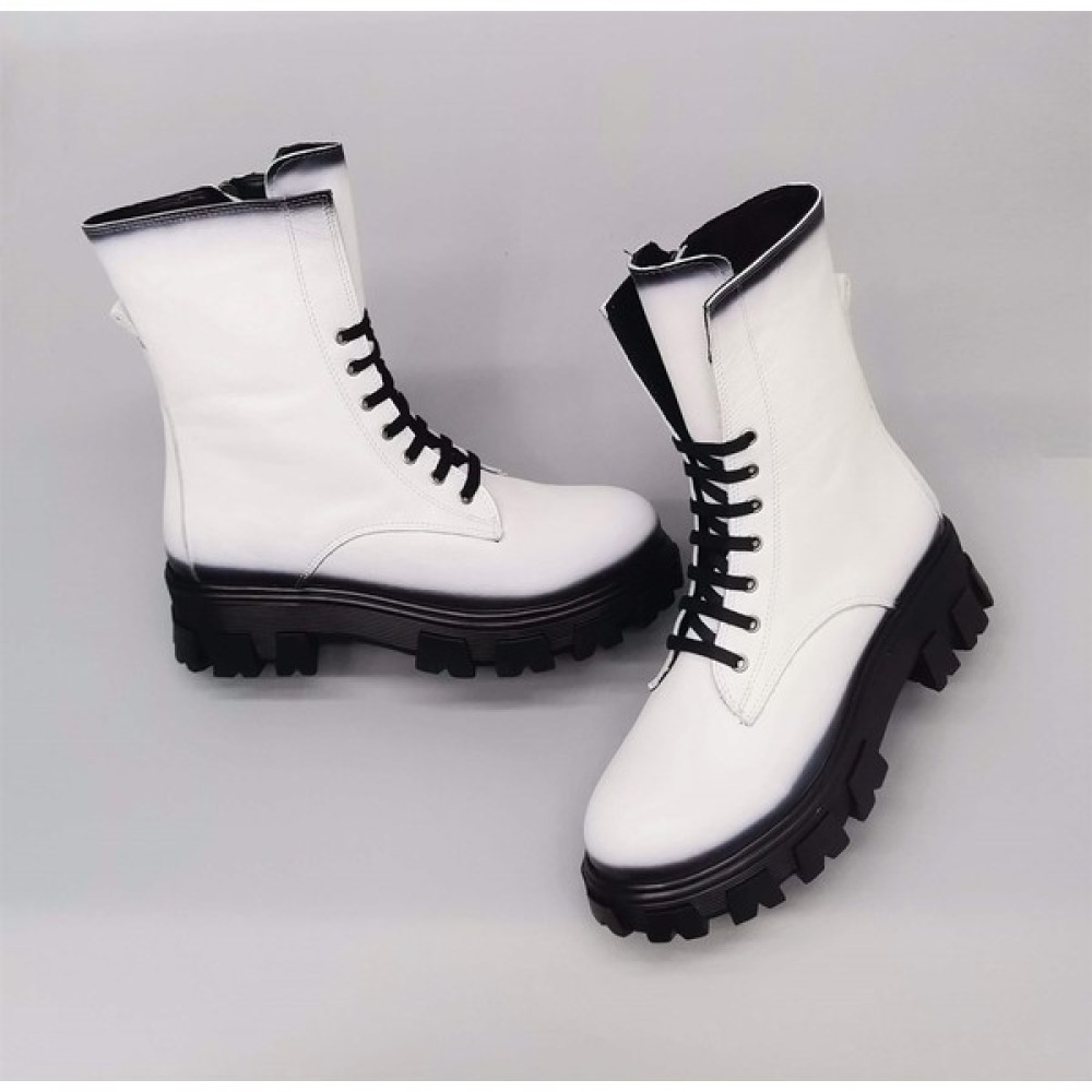 Cassido Shoes Kadın Hakiki Deri Yüksek Tabanlı Düz Beyaz Bot Kadın Botları Fiyatı