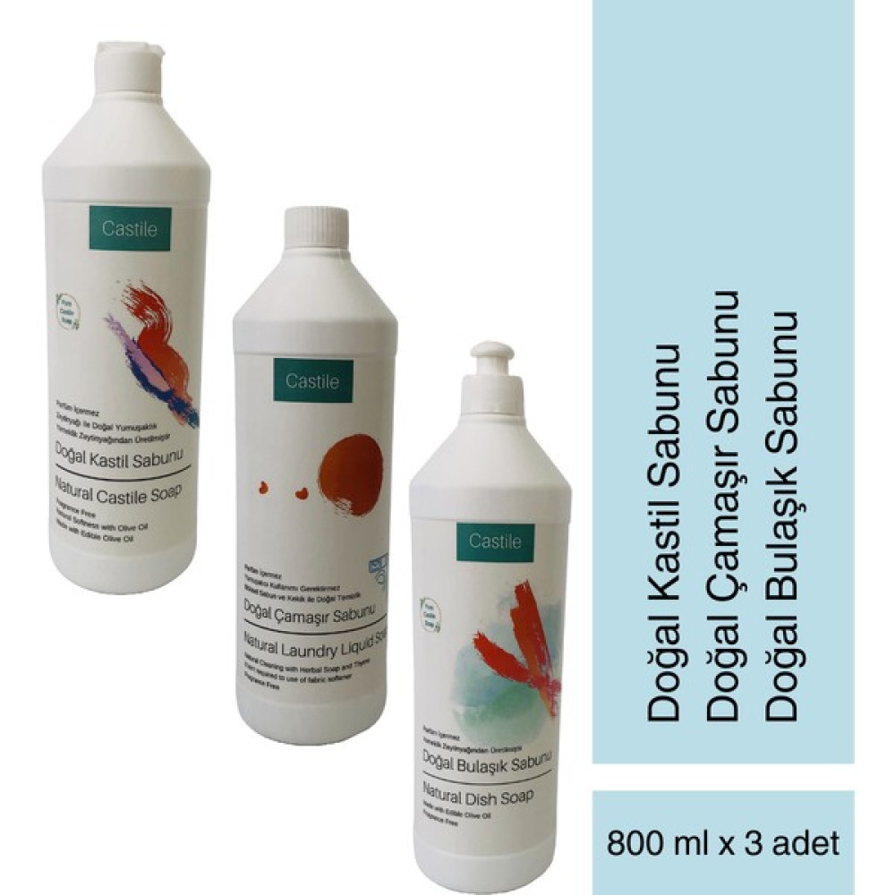 Castile Kastil Sabunu 800 ml + Bulaşık Sabunu 800 ml + Çamaşır Sabunu 800 ml - 2,4 lt Oto Boyaları Fiyatı
