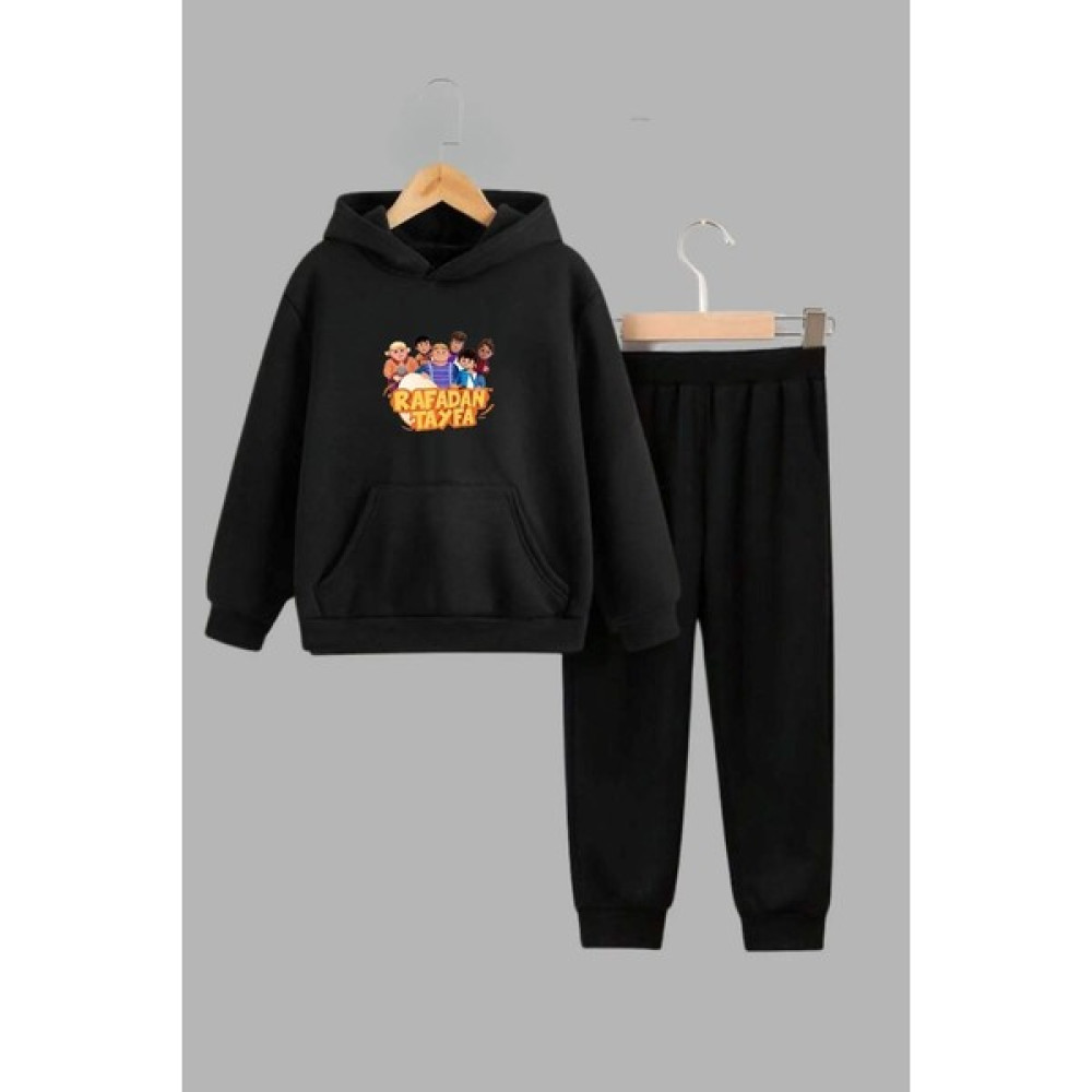 Casual Style Casualstyle Unisex Siyah Çocuk Kapüşonlu Sweatshirt ve Eşofman Altı Rafadan Tayfa Baskılı Takım Erkek Çocuk Giyim Takımı Fiyatı