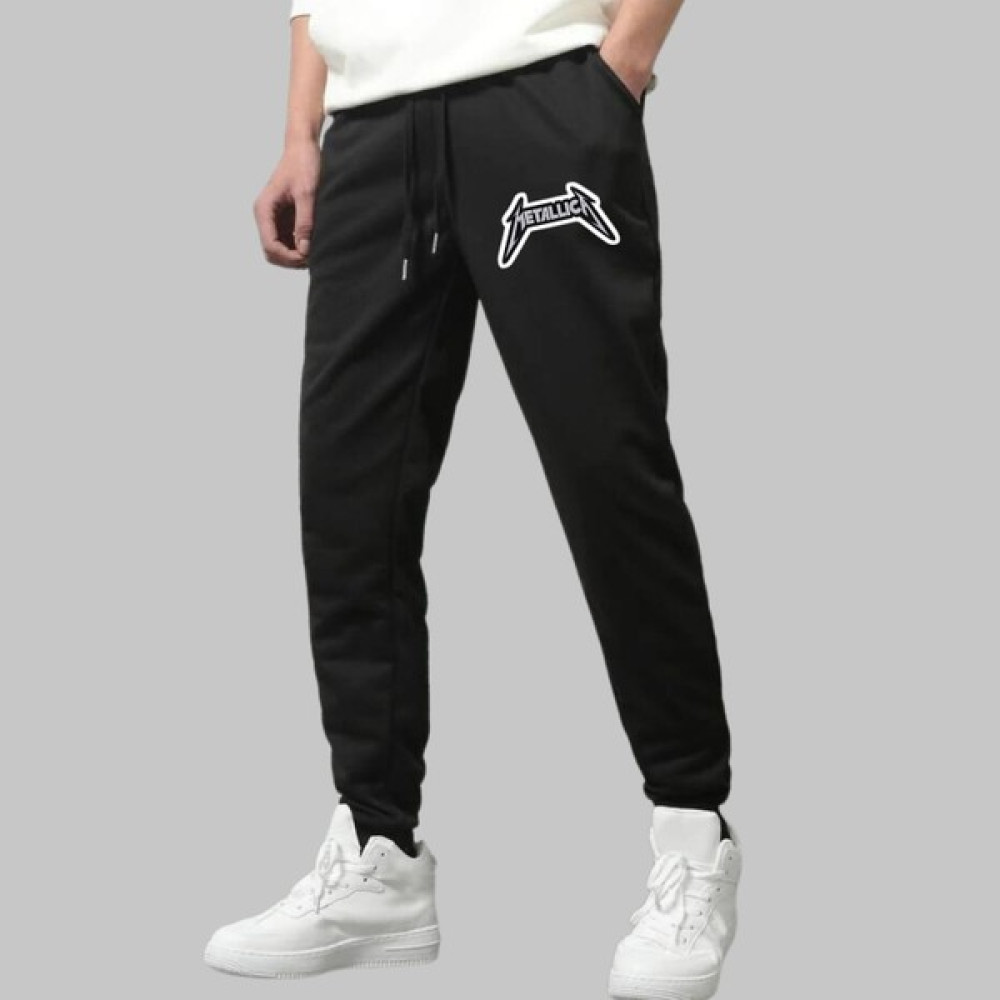 Casual Style Erkek Siyah Eşofman Altı Metallica Baskılı Kışlık Lastikli Paça Erkek Eşofman Fiyatı
