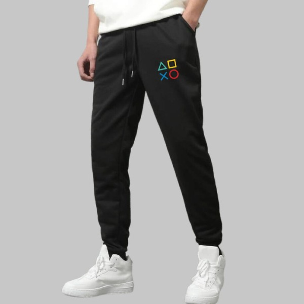 Casual Style Erkek Siyah Eşofman Altı Play Station Simgeleri Baskılı Kışlık Lastikli Paça Erkek Eşofman Fiyatı