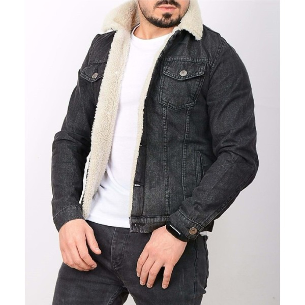 Casual Suit Erkek Antrasit Slim Fit Içi Kürklü Kot Ceket Erkek Mont Fiyatı
